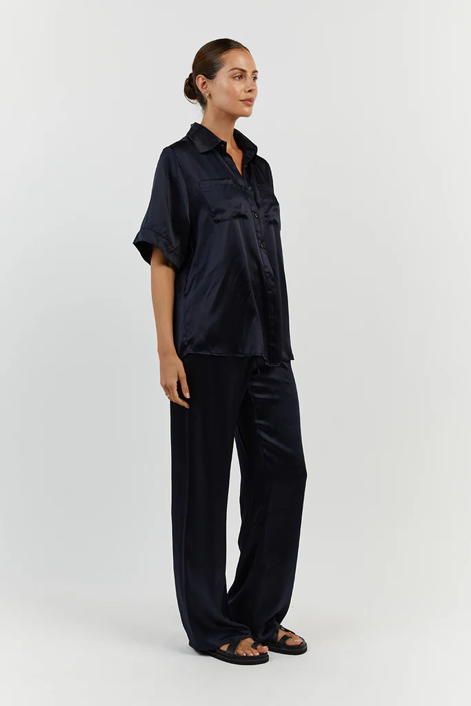 EVANS NAVY SILK PANT | DISSH