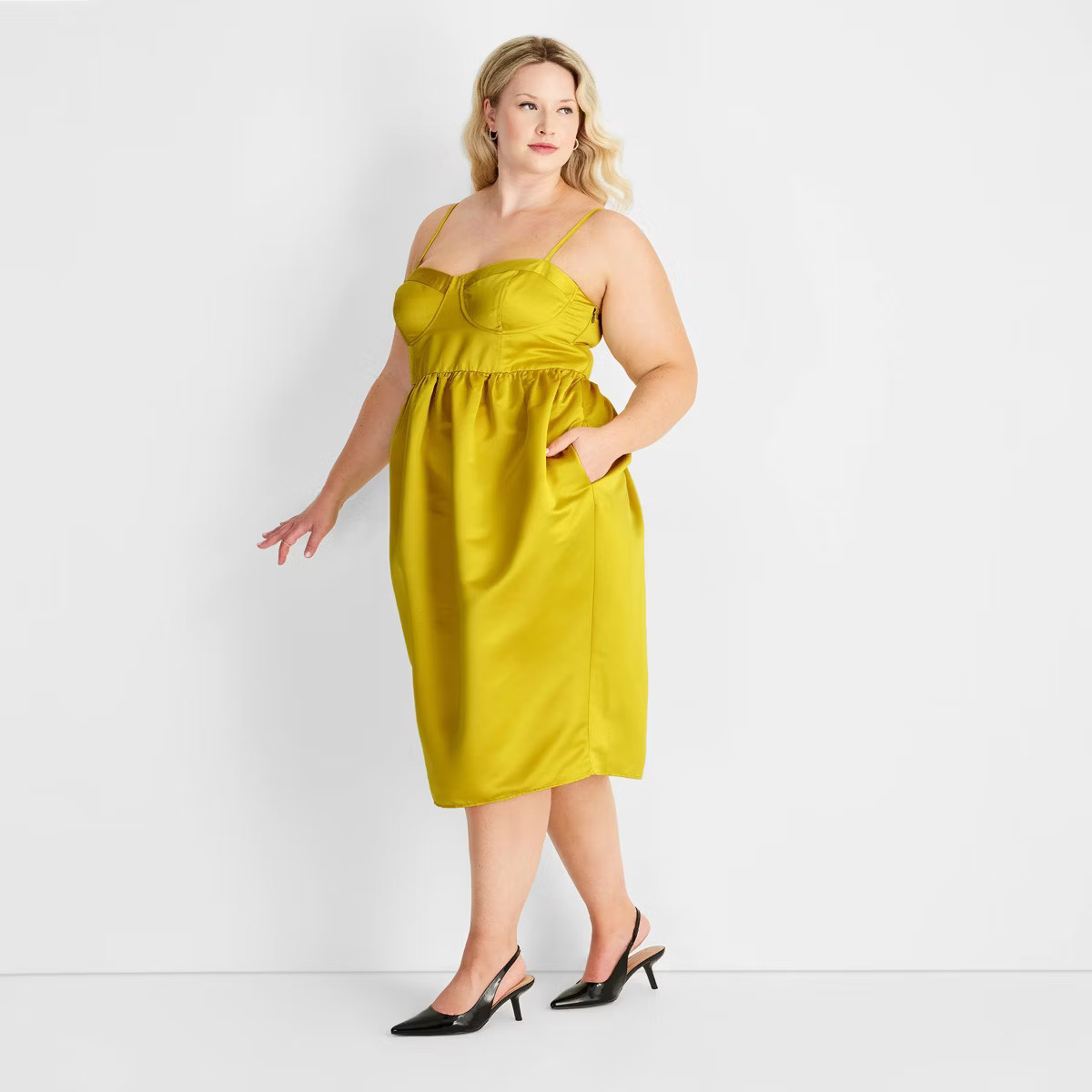 Women's Sweetheart Bubble Satin Midi Dress - Future Collective | Target