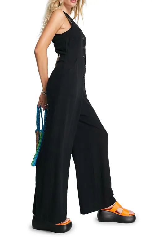 Topshop Utility Sleeveless Jumpsuit in Black at Nordstrom, Size 10 Us | Nordstrom