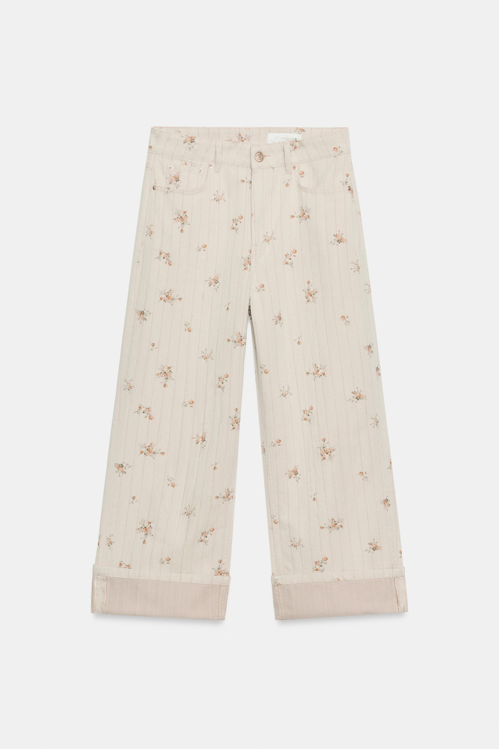 ZW COLLECTION MID-WAIST TAPERED FLORAL JEANS | Zara US