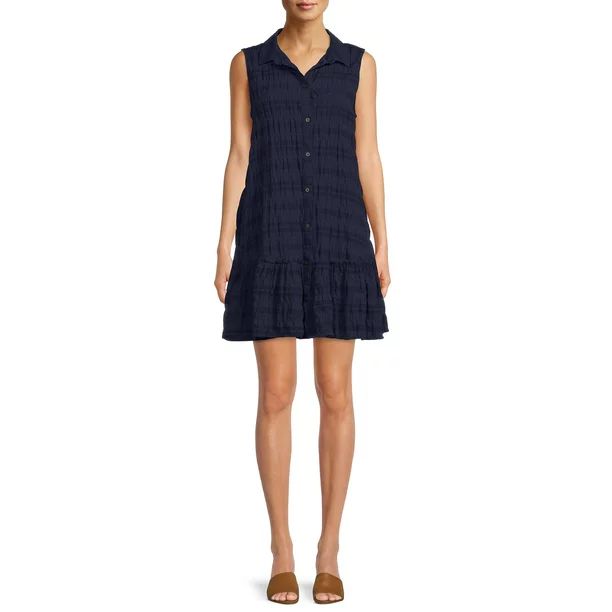 Time and Tru Women's Sleeveless Shirt Dress | Walmart (US)