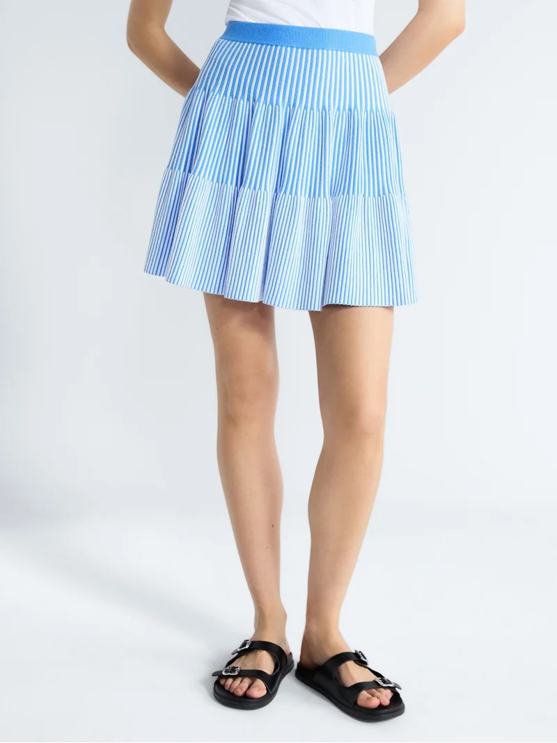 Free Assembly Women's and Women's Plus Ribbed Stitch Tiered Mini Skirt. Sizes XS-4X | Walmart (US)