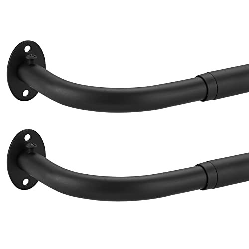 2 Pack Curtain Rods, Room Darking Wrap Around Single Window Rod 3/4 Inch Telescoping Drapery Rod, 28-48”, Matted Black | Amazon (US)