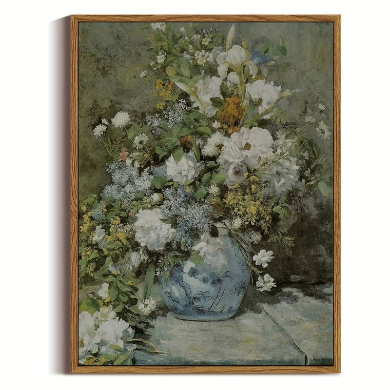 1pc Canvas Print Wall Art Decor, French Vintage Flower Wall Art Home Decor, Ceramic Vase Floral O... | Temu Affiliate Program