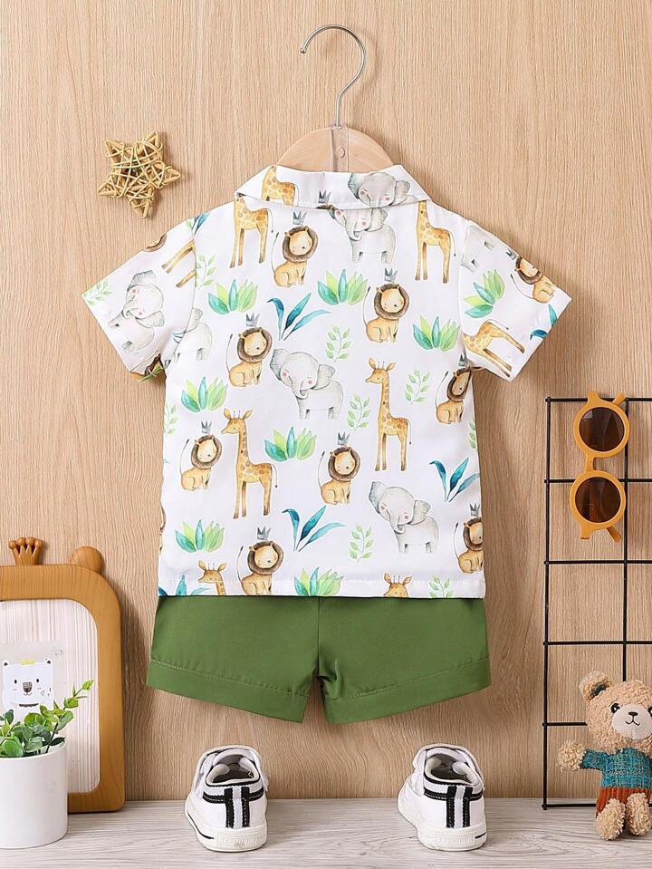 Baby Boy Cartoon Graphic Shirt & Shorts Without Tee | SHEIN
