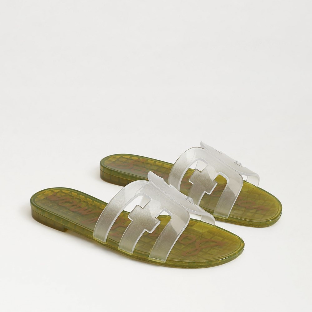 Sam Edelman Bay Jelly Slide Sandal Clear/Green Limon Jelly 6.0 | Sam Edelman CA