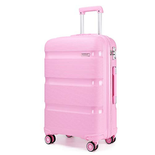 Kono Carry On Luggage Hard Shell Travel Trolley 4 Spinner Wheels Lightweight Polypropylene Suitcase with TSA Lock (Checked-Large 28-Inch, Pink) | Amazon (US)
