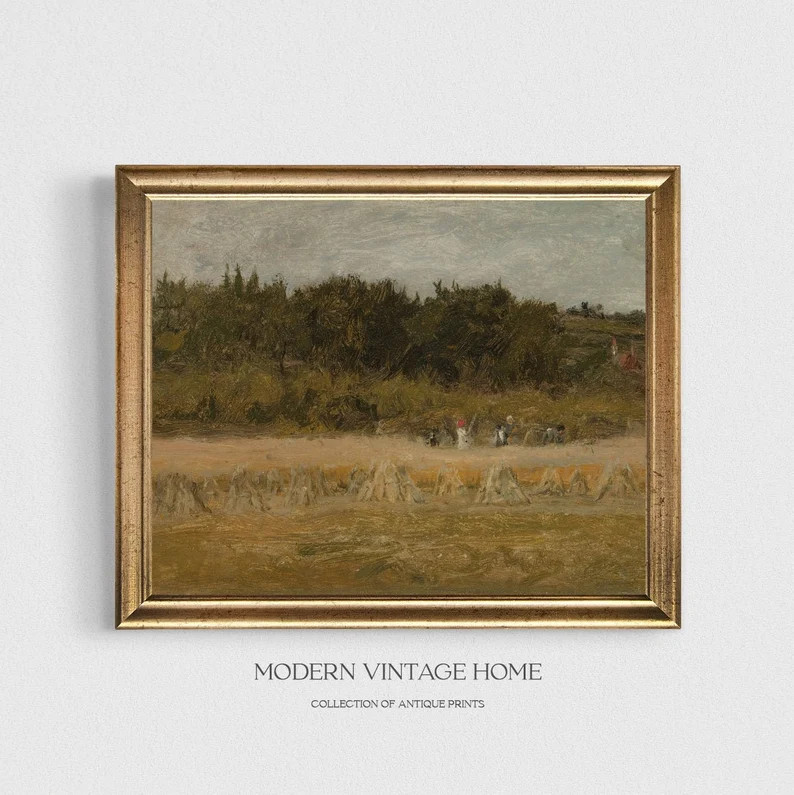 Vintage / Antique Art Print on Fine Art Paper - Hay Field | Etsy (US)