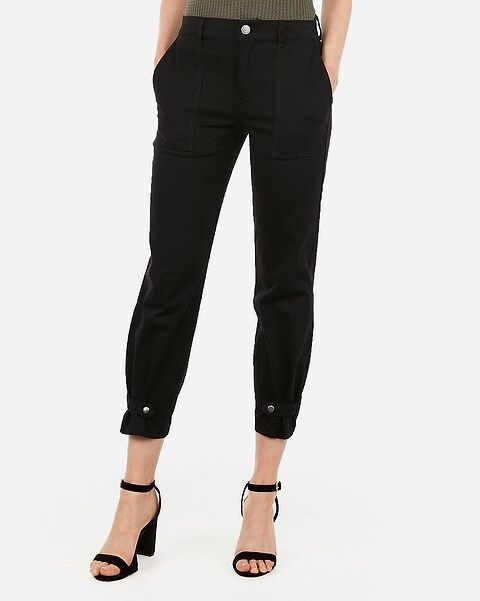 high waisted straight cropped cinched hem utility pant | Express