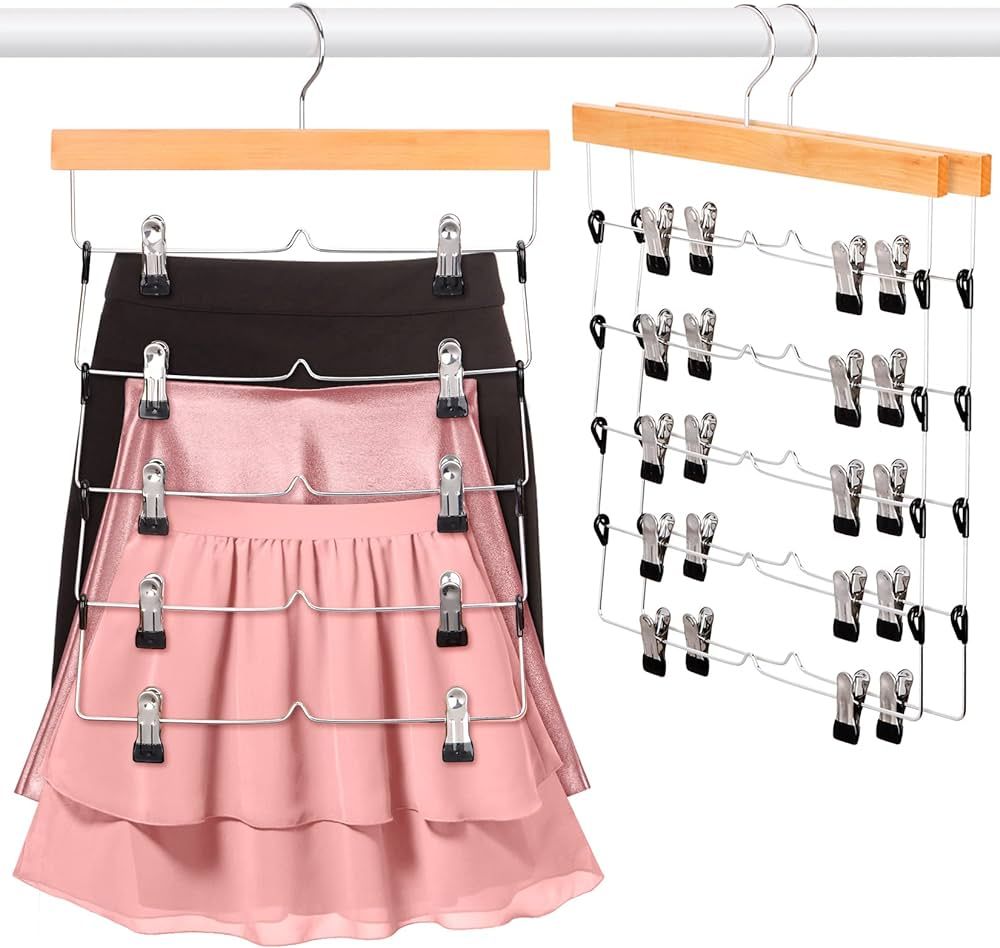 DOIOWN Skirt Hangers Pants Shorts Hangers Space Saving Hangers with Clip,3 Pack Non Slip Multiple... | Amazon (US)