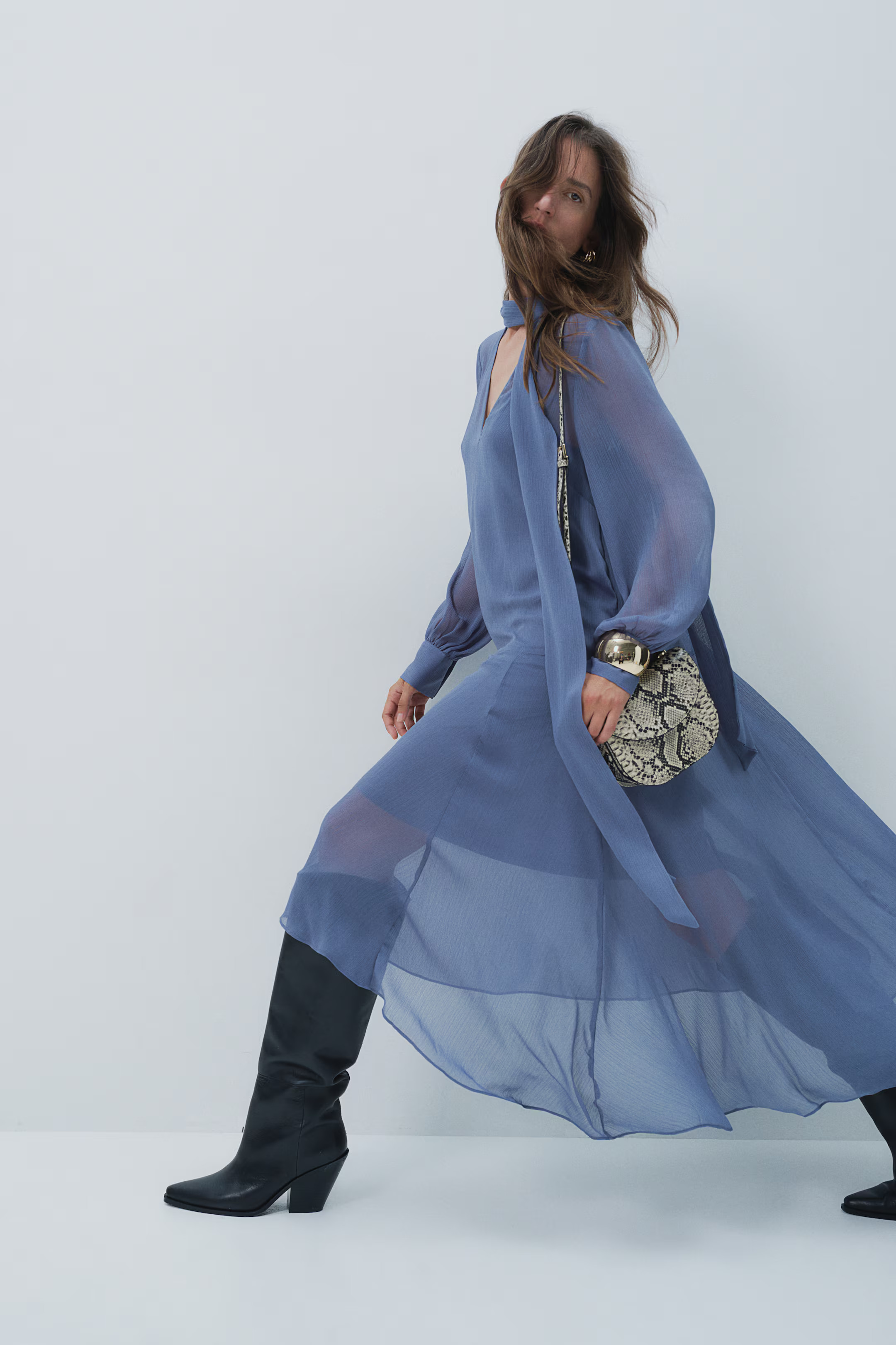 Sheer tie-neck dress | H&M (UK, MY, IN, SG, PH, TW, HK)