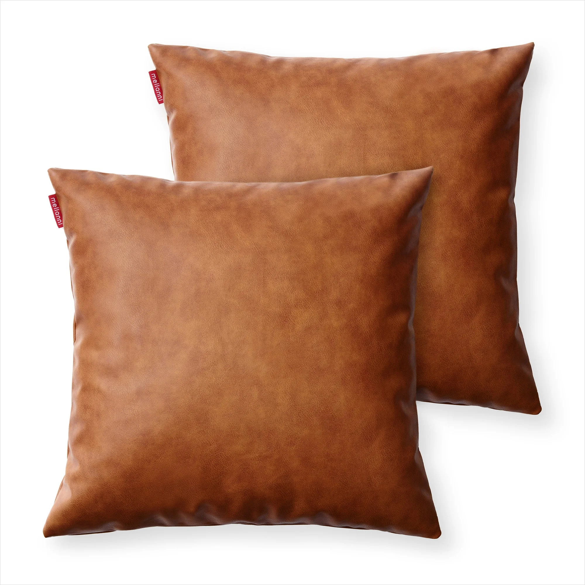 Mellanni 100% Faux Leather Throw Pillow Covers, Pillowcases with Invisible Zippered Closure, 18x1... | Walmart (US)
