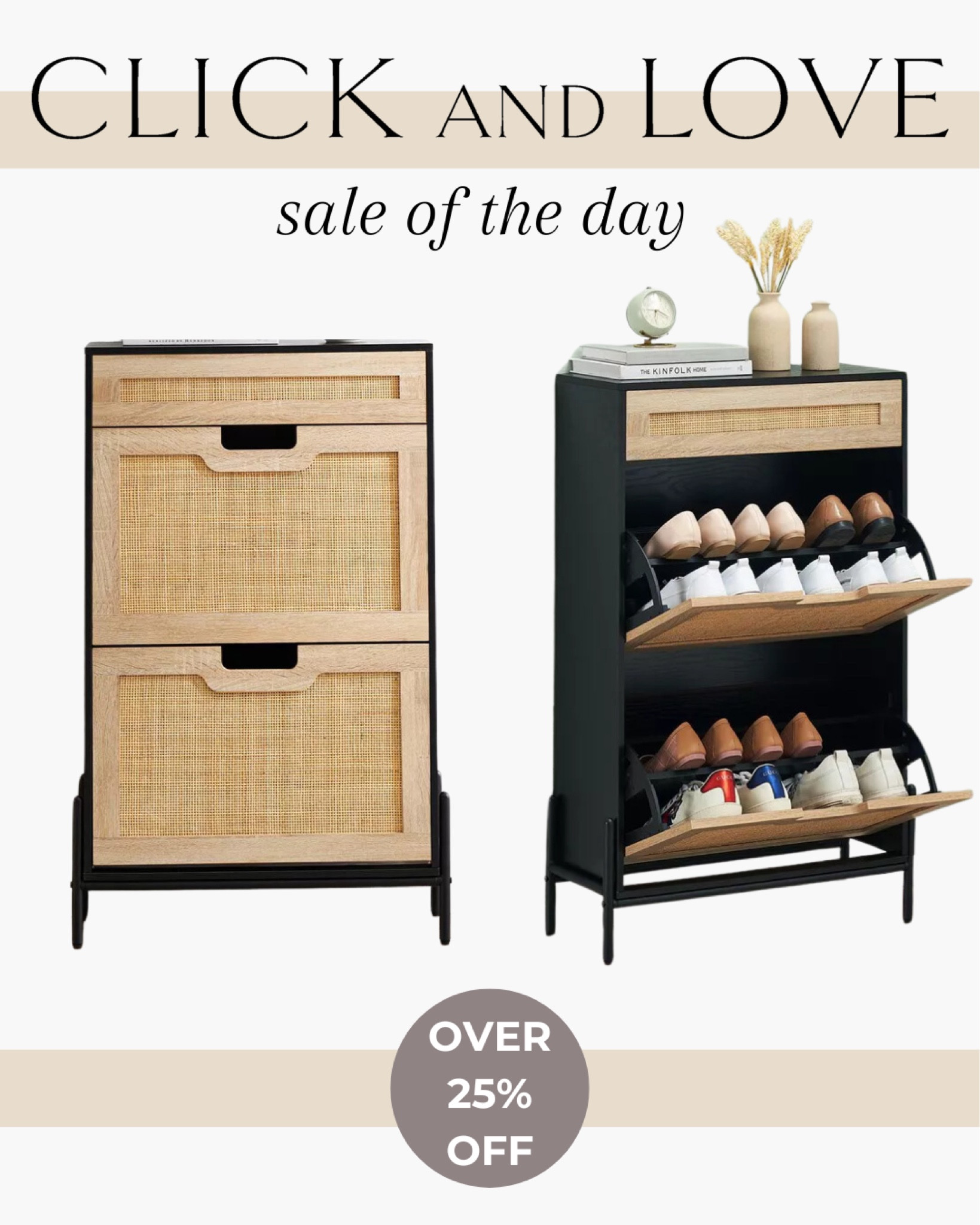 Sale of the day! Save over 25% on this modern rattan cabinet organizer that looks just like a regular piece of furniture! Look at all of that extra shoe storage that is able to elevate your space. 🥿

home refresh, looks for less, home hack, home decor find, interior design, budget finds, organization tips, beautiful spaces, home hacks, shoppable inspiration, curated styling, shoe slot organizers, closet shoe solutions, sale alert, target finds, Target organization, Target must haves, how to create more space, how to get organized, spring cleaning 

#LTKSaleAlert #LTKHome #LTKStyleTip