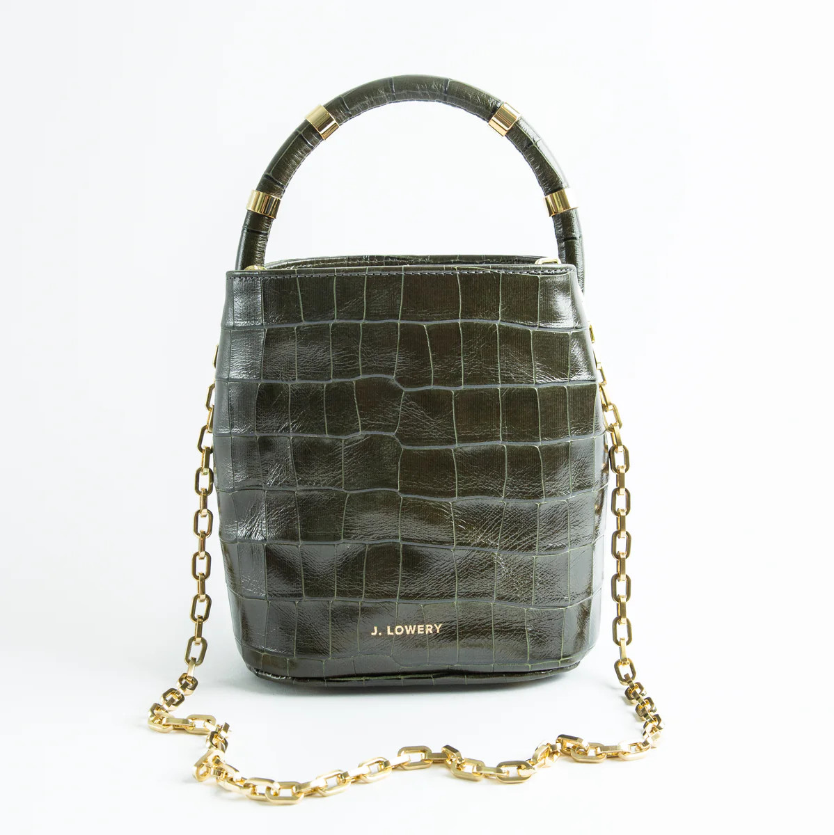 J. LOWERY MAX MINI Bucket Bag | Green Croc | J. LOWERY