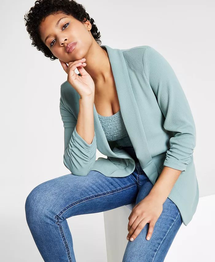 Women's Knit 3/4-Sleeve Boyfriend Blazer, Created for Macy's | Macy's