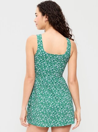 Pique Side-Tie Swim Dress | Old Navy (US)