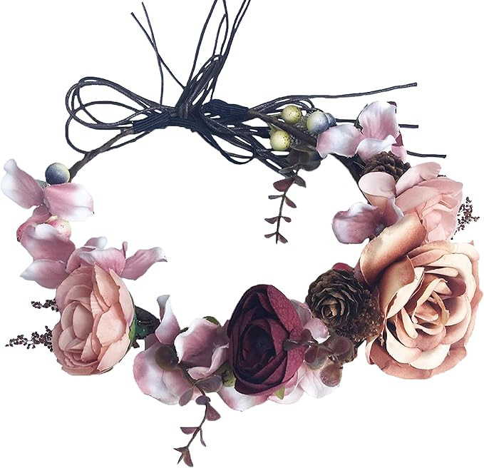 Vivivalue Flower Wreath Headband Floral Hair Garland Flower Crown Halo Headpiece Boho with Ribbon... | Amazon (US)