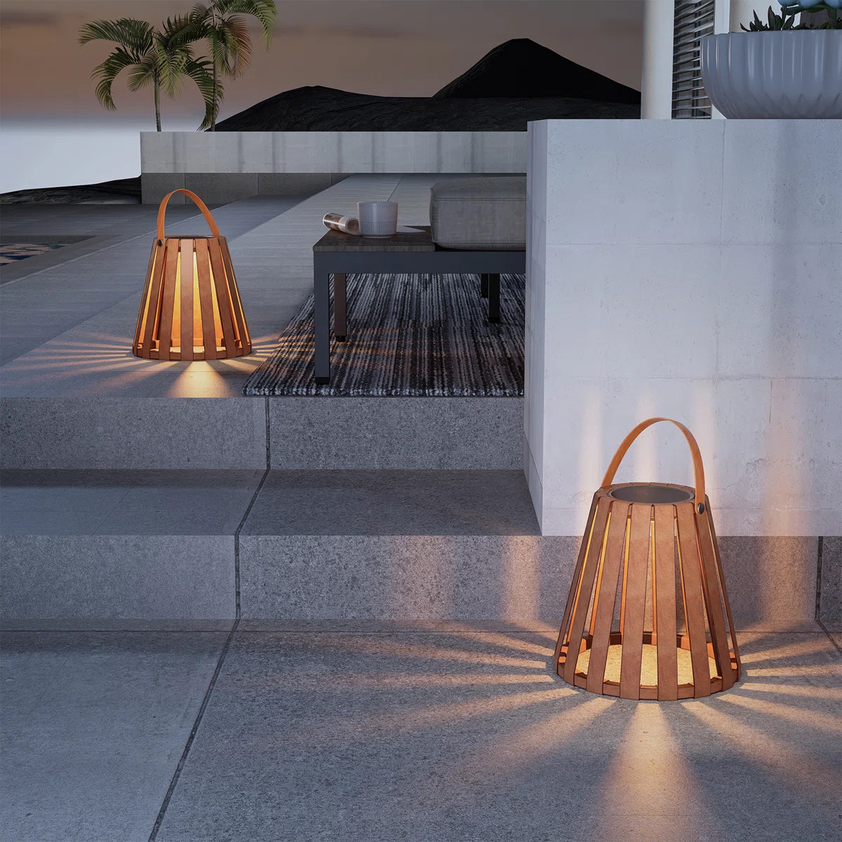 Ricetta 11.02'' Solar Powered Integrated LED Outdoor Floor Lamp (Set of 2) | Wayfair North America