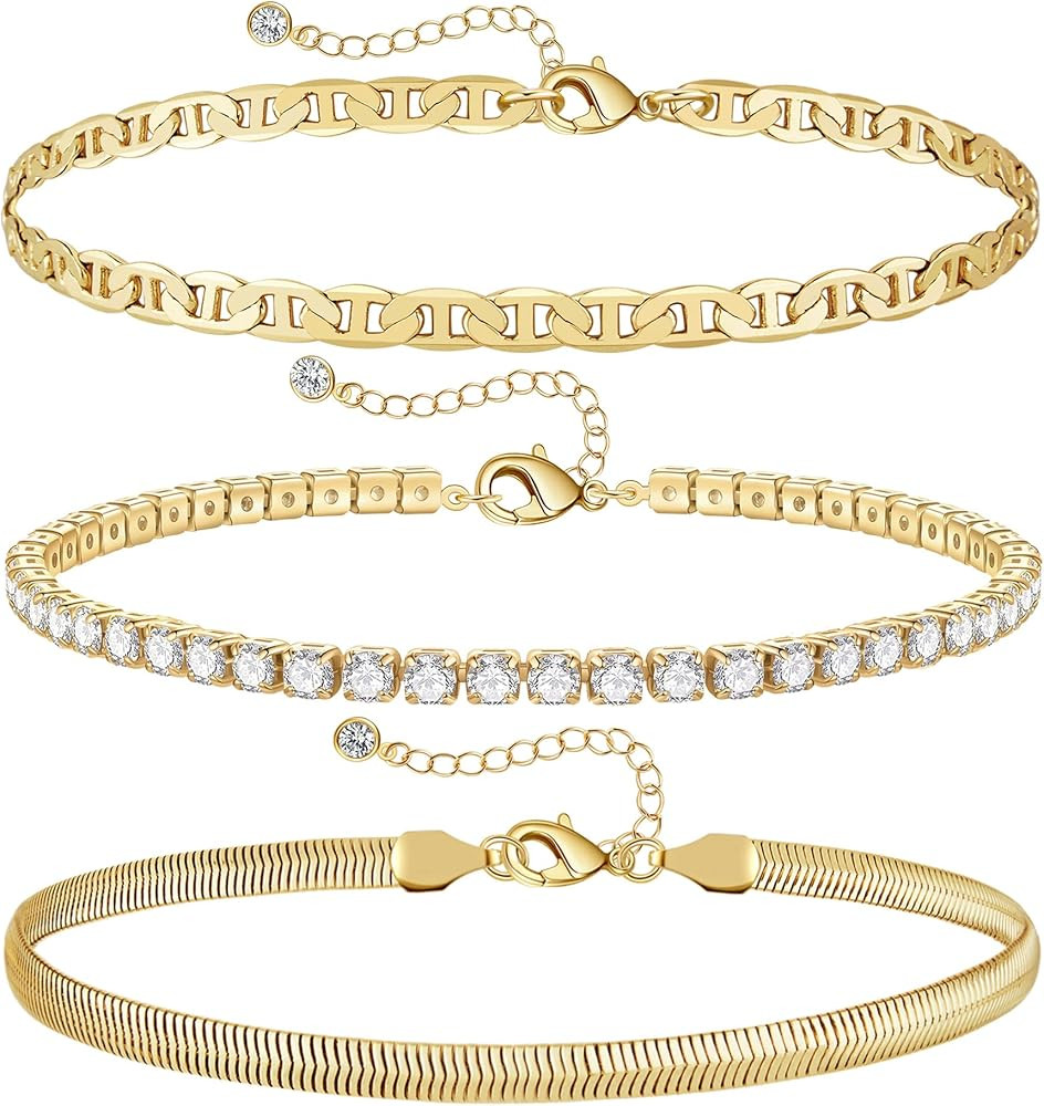 Fesciory 3 Pcs Ankle Bracelets for Women Gold Adjustable Layered Beach Anklet Set Girls Alloy Foo... | Amazon (US)
