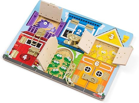 Melissa & Doug Wooden Latches Board Sensory Activity Toy For Kids, Doors And Locks Toy, Wooden Bu... | Amazon (US)