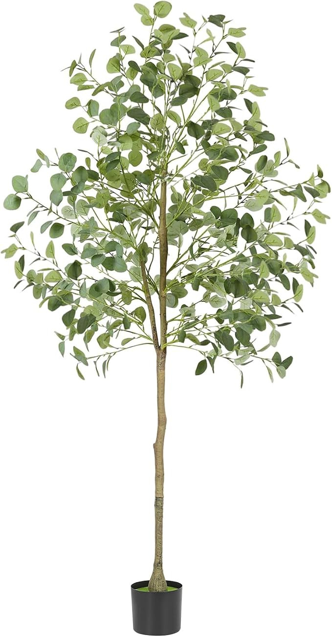 6FT Artificial Eucalyptus Tree Indoor Fake Tree Tall Fake Eucalyptus Plant Large Lifelike Green F... | Amazon (US)