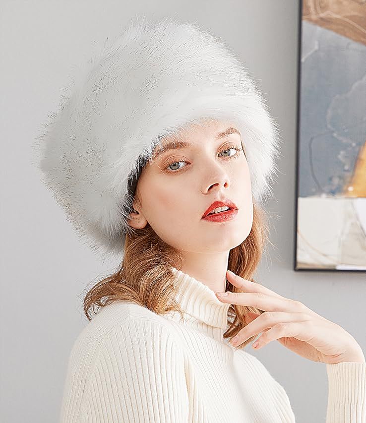 Lovful Winter Women Faux Fur Russian Cossack Style Hat Winter Wrap Hat | Amazon (US)