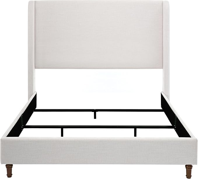 King Size Upholstered Bed Frame with 54" Tall Wingback Headboard, Chenille Fabric, Sturdy Metal a... | Amazon (US)
