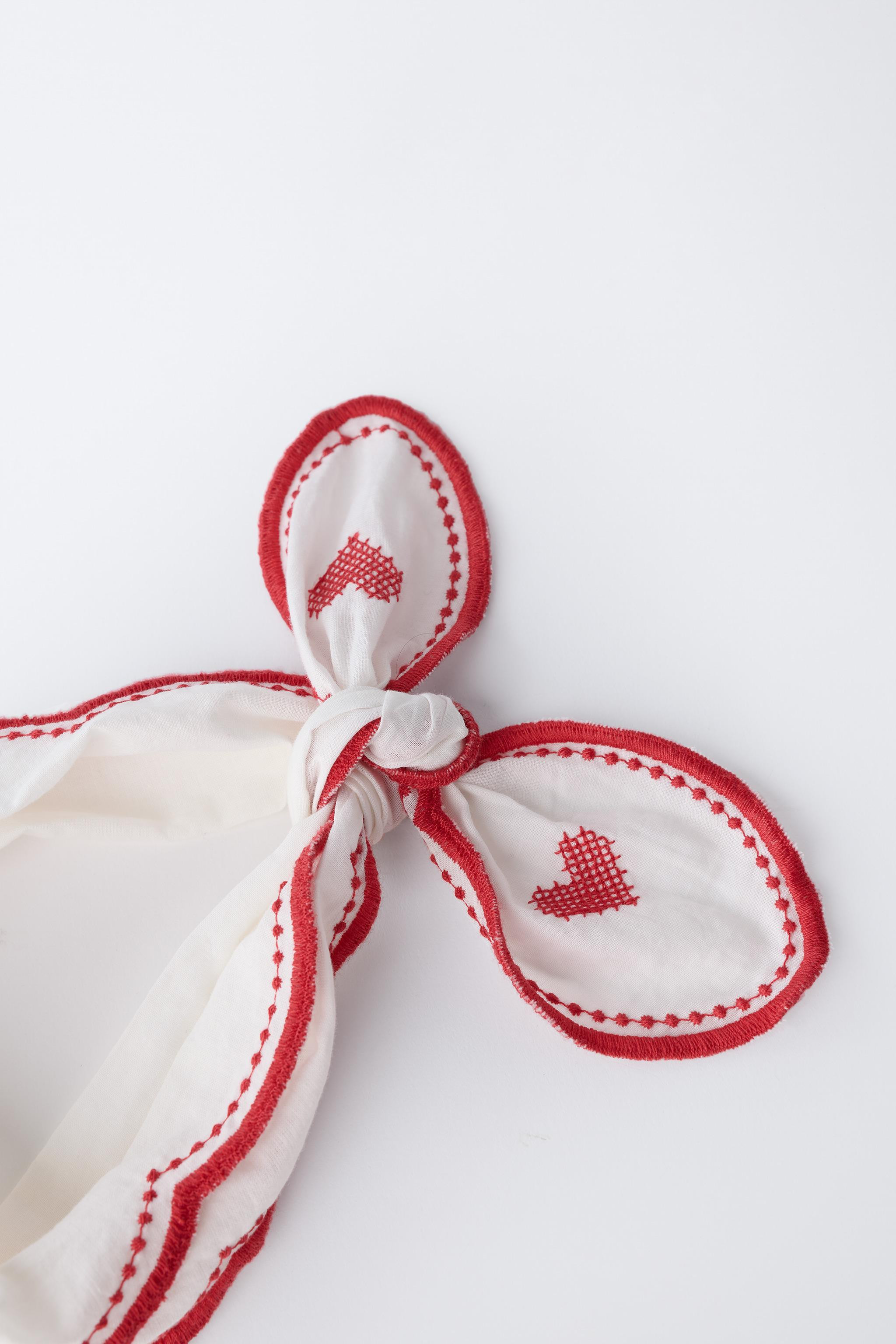 WAVE EMBROIDERED HEART BANDANA | Zara US