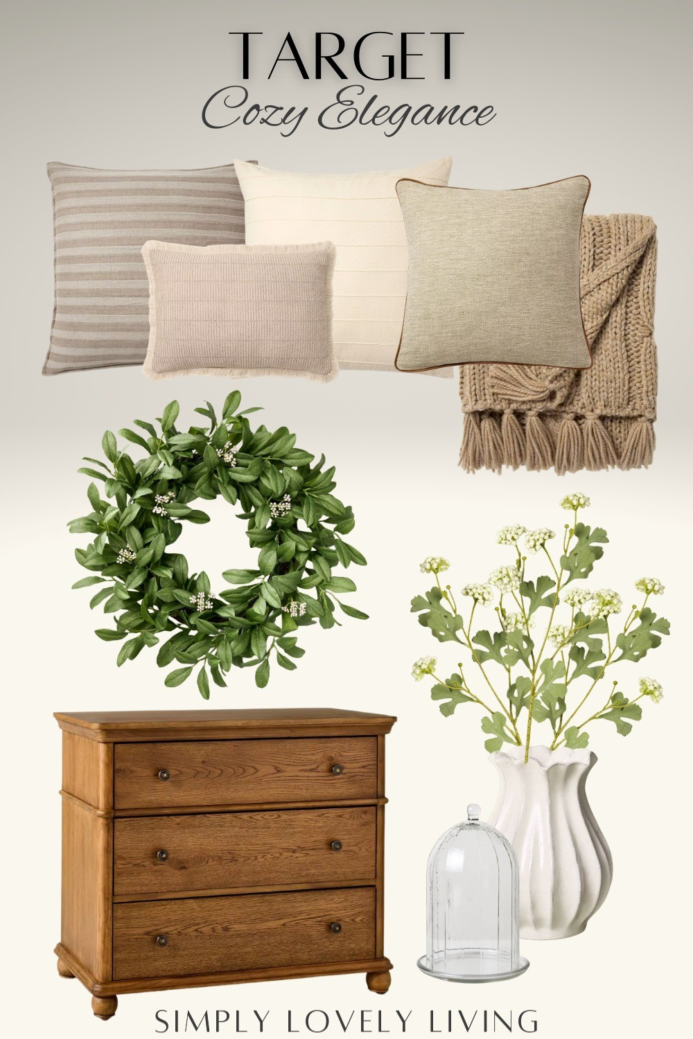Target home decor finds. Throw pillows. Throw blanket. Spring wreath. Vase and faux florals. Wood cabinet. Glass Cloche. #LTKfind #target

#LTKHome #LTKSeasonal