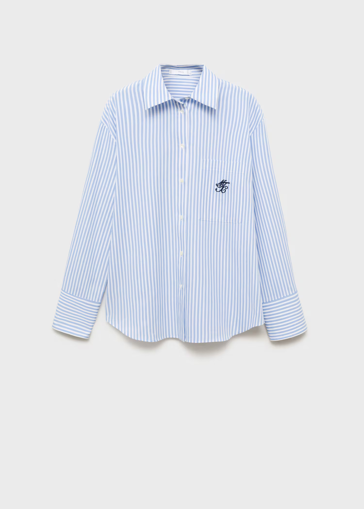 Striped poplin shirt with embroidered message - Women | MANGO United Kingdom | MANGO (UK)