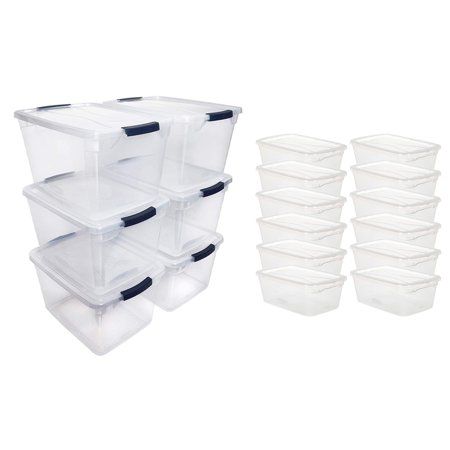 Rubbermaid Cleverstore (6) 30 Qt & (12) 6 Qt Plastic Storage Tote Container | Walmart (US)