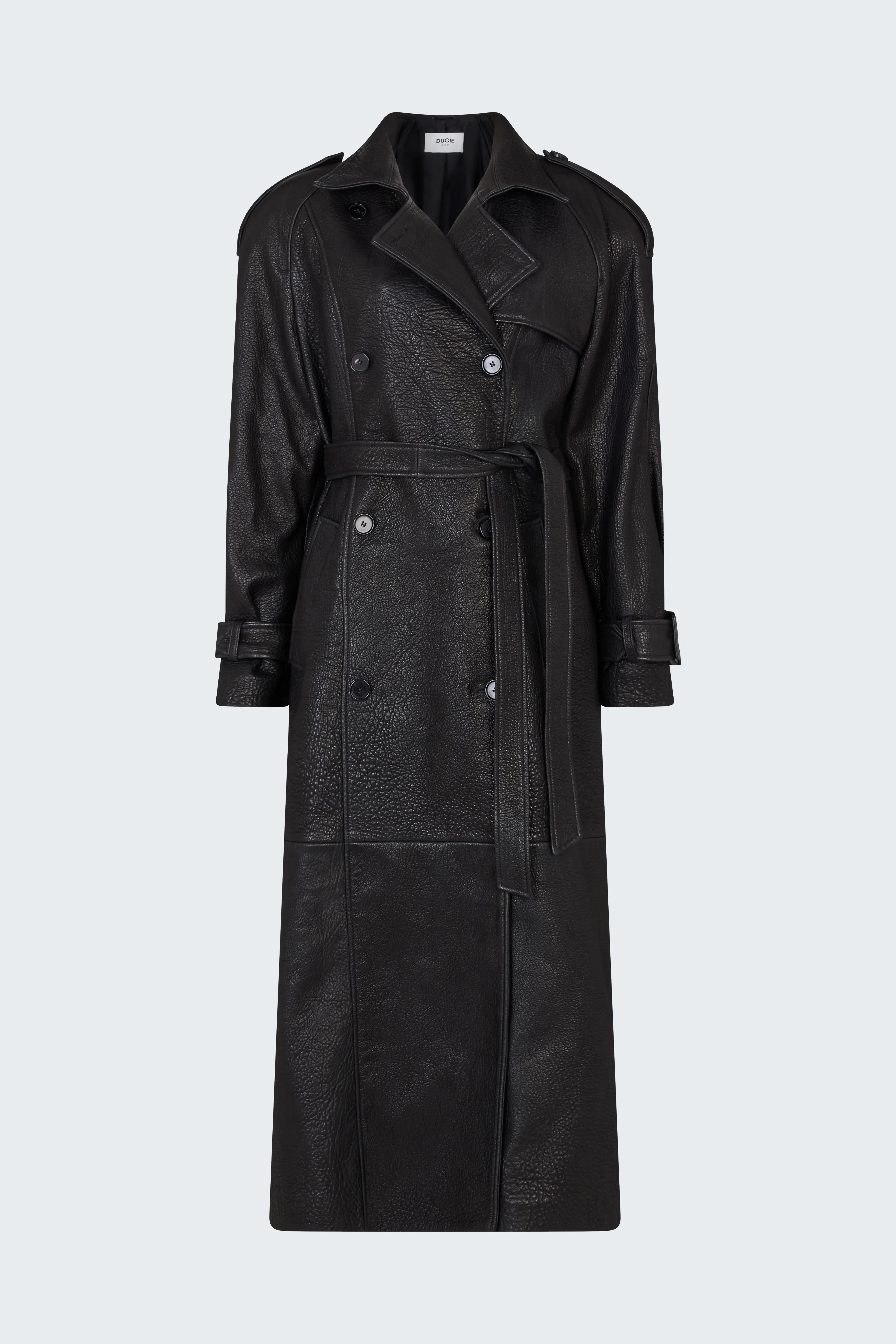 Everly Leather Trench Coat | DUCIE
