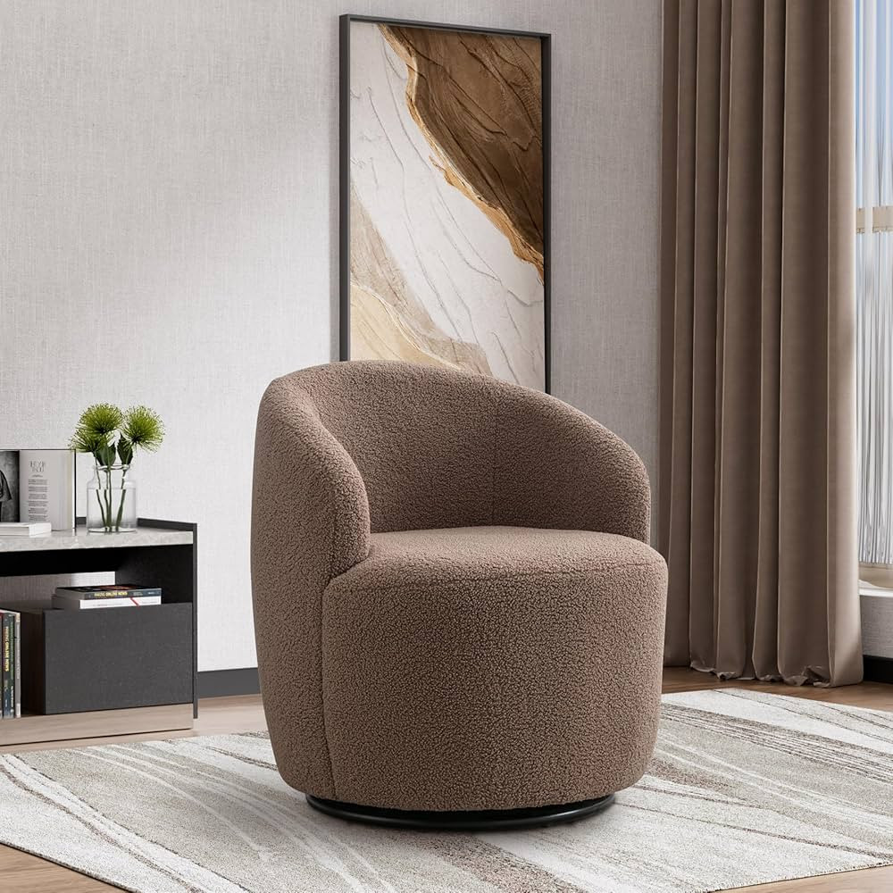 Wrofly Swivel Barrel Chair, Modern Comfy Boucle Swivel Accent Chair, Comfy Sherpa Round Armchair,... | Amazon (CA)