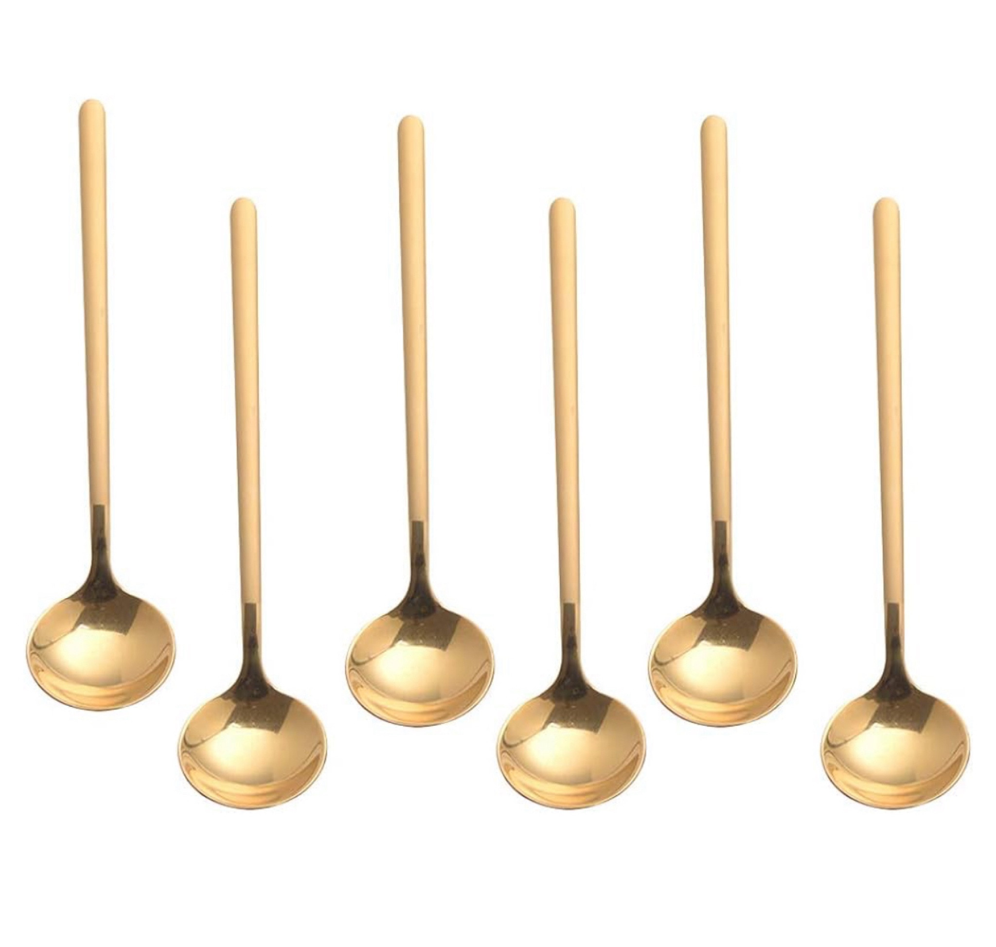 6 PCS Gold Coffee Spoons, 18/8 Stainless Steel Gold Espresso Spoons, 5.2 Inches Vogue Mini Tea Spoons, Cappuccino Stirring Spoons, Small
