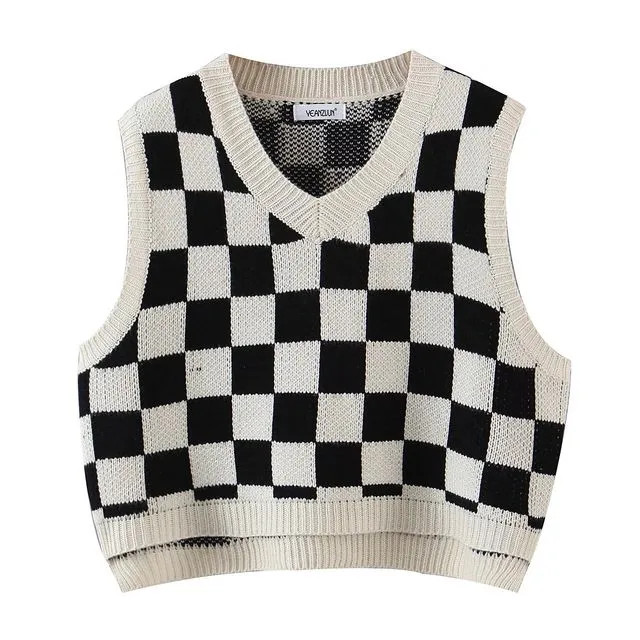Dewewan - Checkered Sweater Vest | YesStyle Global