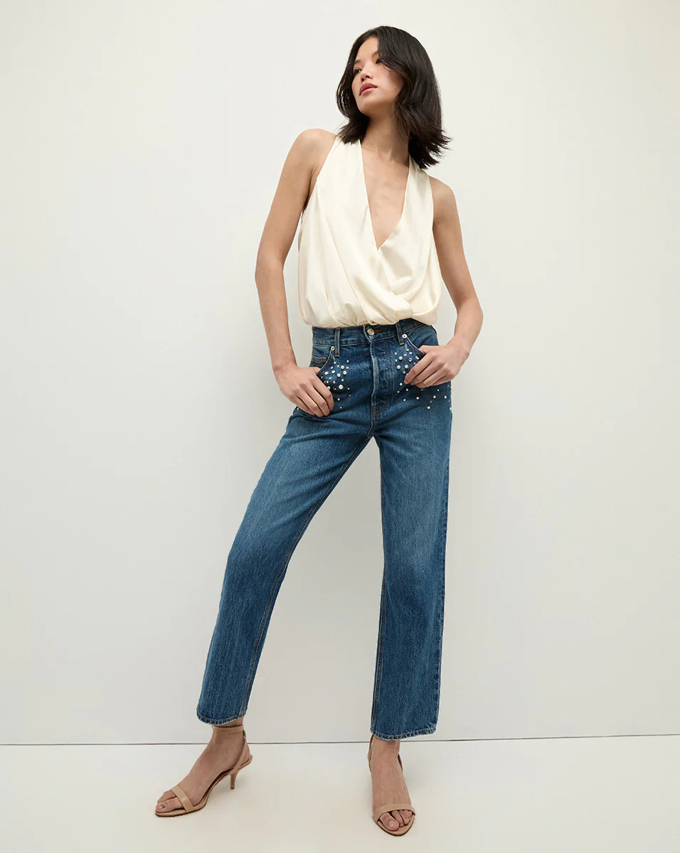 Daniela Straight-Leg Embellished Jean | Veronica Beard