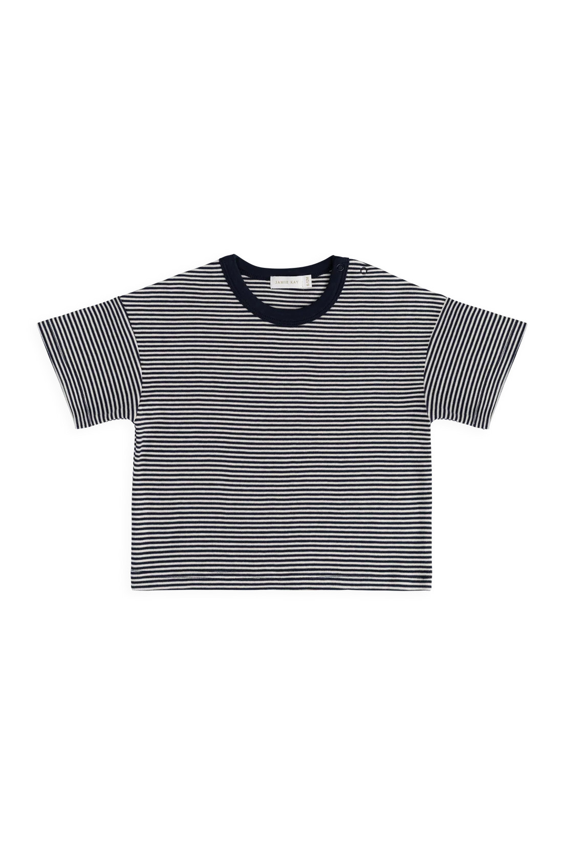 Pima Cotton Edward Tee - Petite Stripe Cloud/Maritime | Jamie Kay