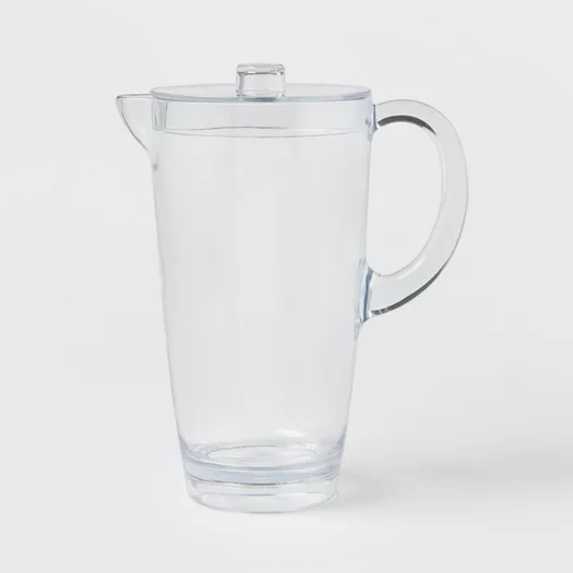 JoyJolt Hali Glass Carafe Bottle Water or Juice Pitcher with 6 Lids - 35 oz  - Set of 3