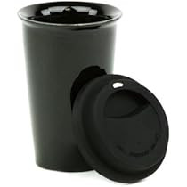 Eco 11-Ounce Ceramic Double Wall Thermal Coffee Tumbler w/ Silicone Lid - Black | Amazon (US)