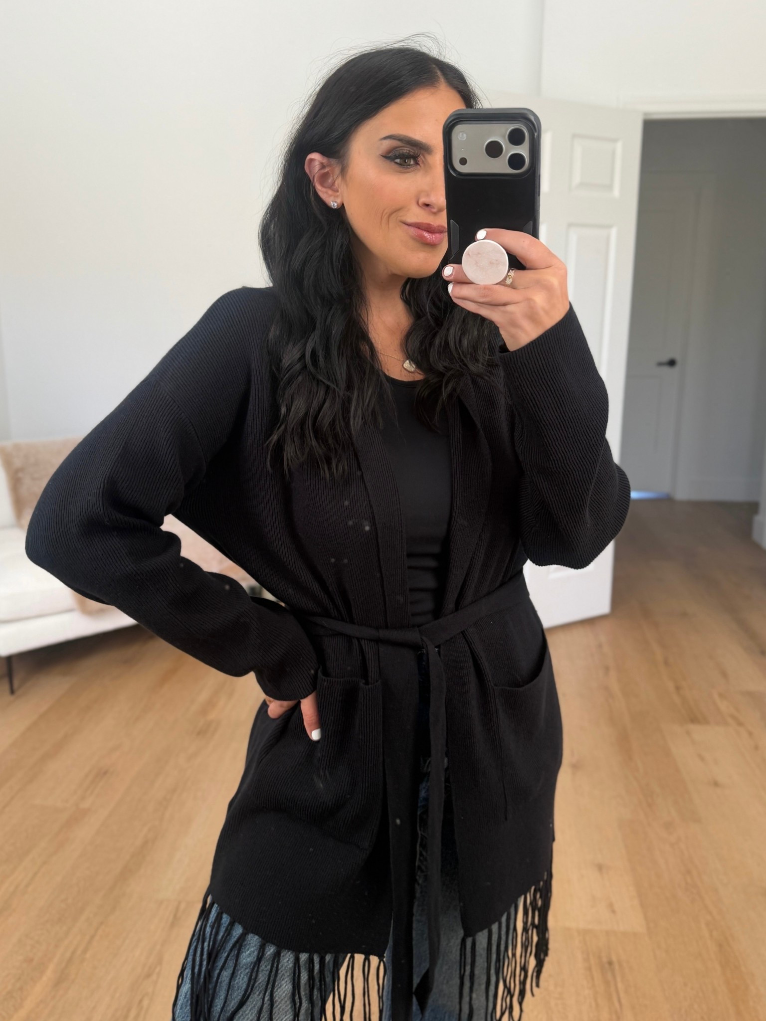 Splendid Fringe Open Cardi - I’m wearing a size small