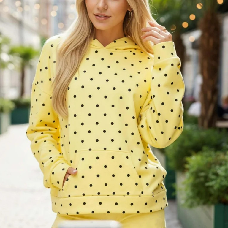 Zedker Women's Polka Dot Hoodie Oversized Fleece Hooded Sweatshirt Long Sleeve Hoodies with Pocke... | Walmart (US)