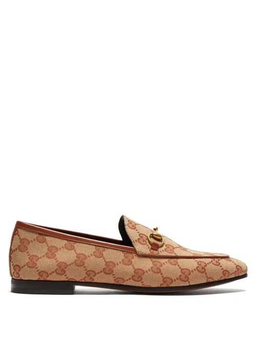 Gucci - Jordaan Gg-jacquard Canvas Loafers - Womens - Beige Multi | Matches (US)