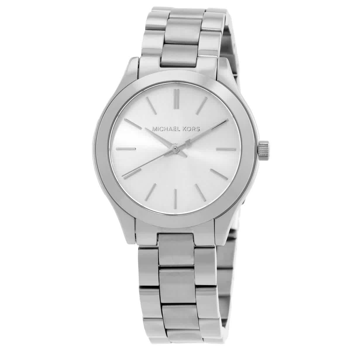 Michael Kors Slim Runway Quartz Silver Dial Ladies Watch Set MK7563SET | Jomashop.com & JomaDeals.com