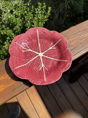 BORDALLO PINHEIRO Cabbage Plate 9.25” Dark Pink Red Portugal HTF Great Shape | eBay | eBay US