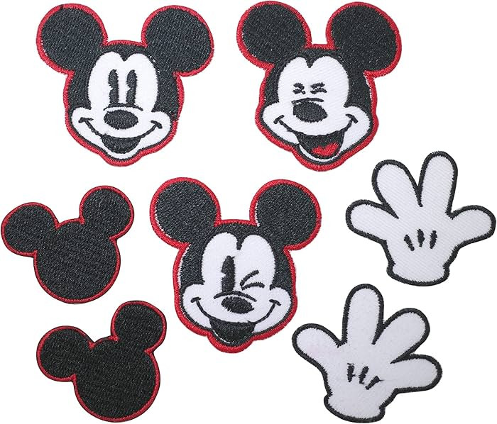 5 Pcs Mickey Patches Iron on Embroidered Badge Saw On Patch for Jeans, Clothing, Bags, Jackets, C... | Amazon (US)