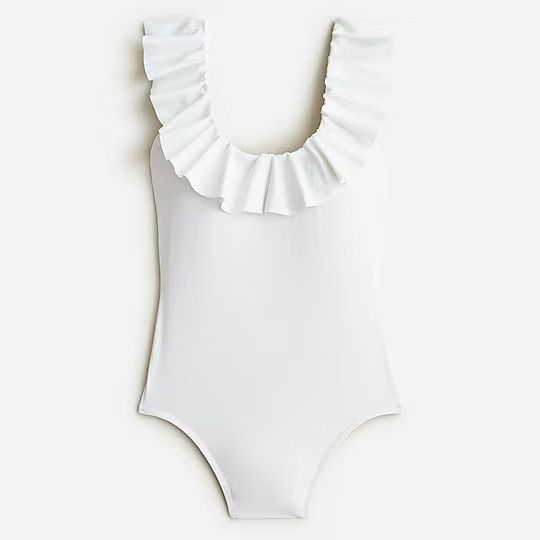 Ruffle scoopback one-piece- White Swimsuit  | J.Crew US