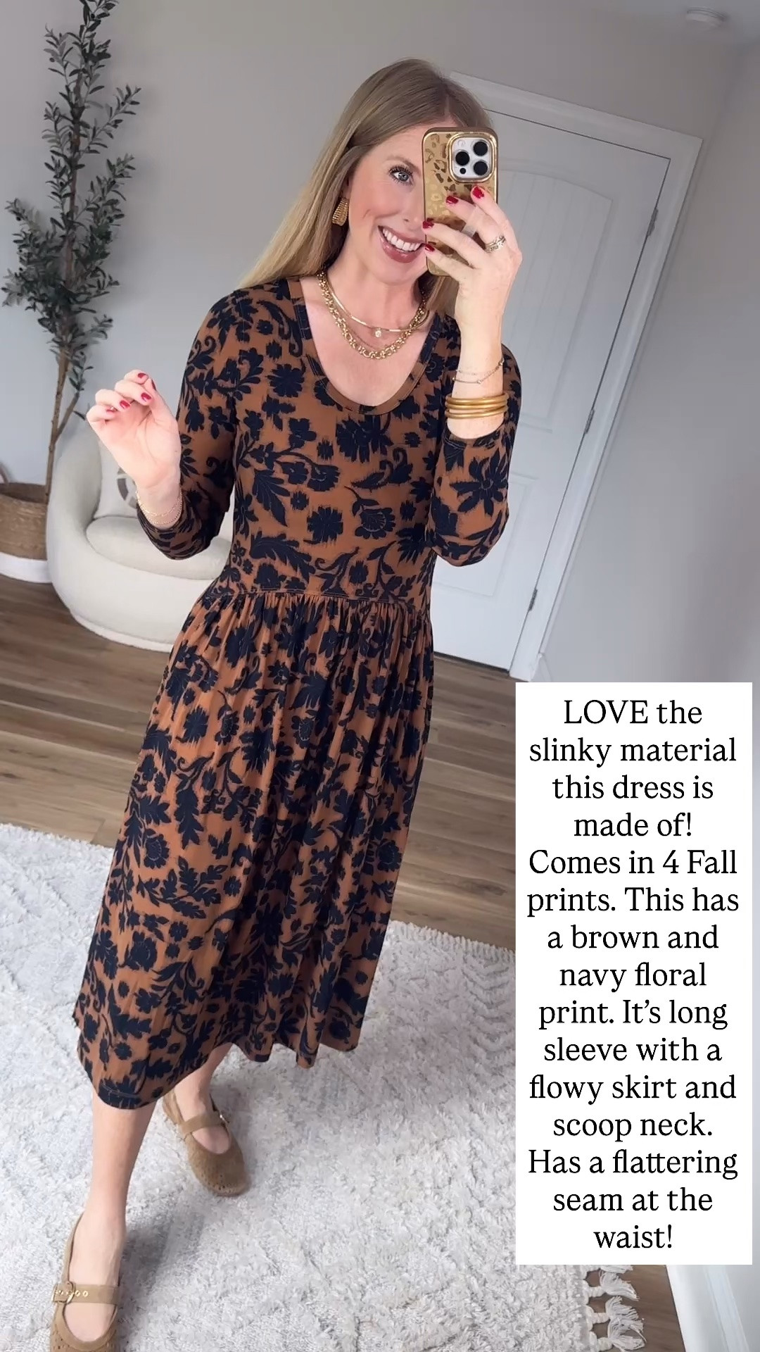 Fall floral midi dress from Walmart