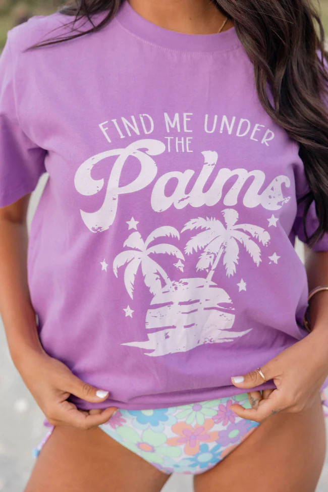 Find Me Under The Palms Purple Oversized Graphic Tee | Pink Lily