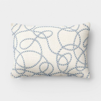 14"x20" Embroidered Rope Nautical Outdoor Throw Pillow Ivory - Threshold™ designed with Studio McGee | Target