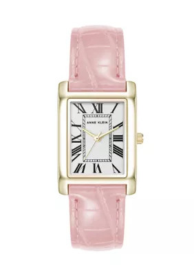 Anne Klein Women's Quartz Rectangular Gold Tone Faux Croc Watch | Belk